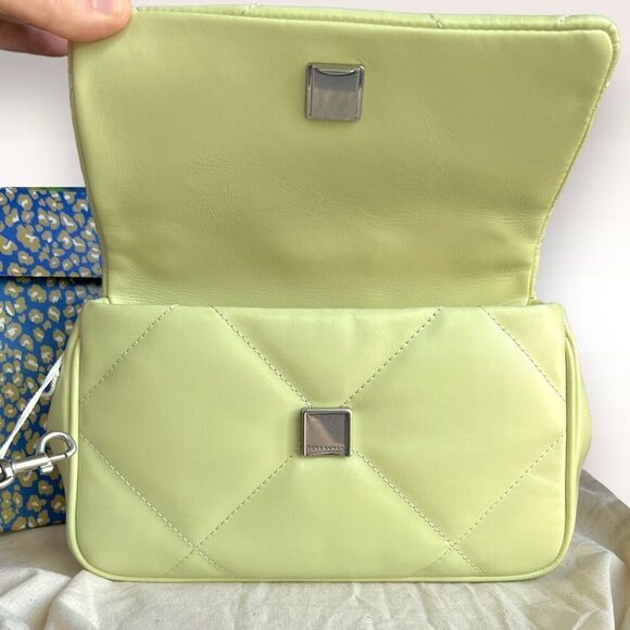 💚Brand New Tory Burch Kira Top Handle Napa Diamond Quilted Bag in Pear / Silver - Picture 11 of 17